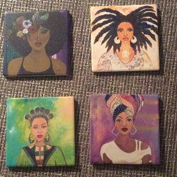 Other - Coasters with African American female faces, set of four